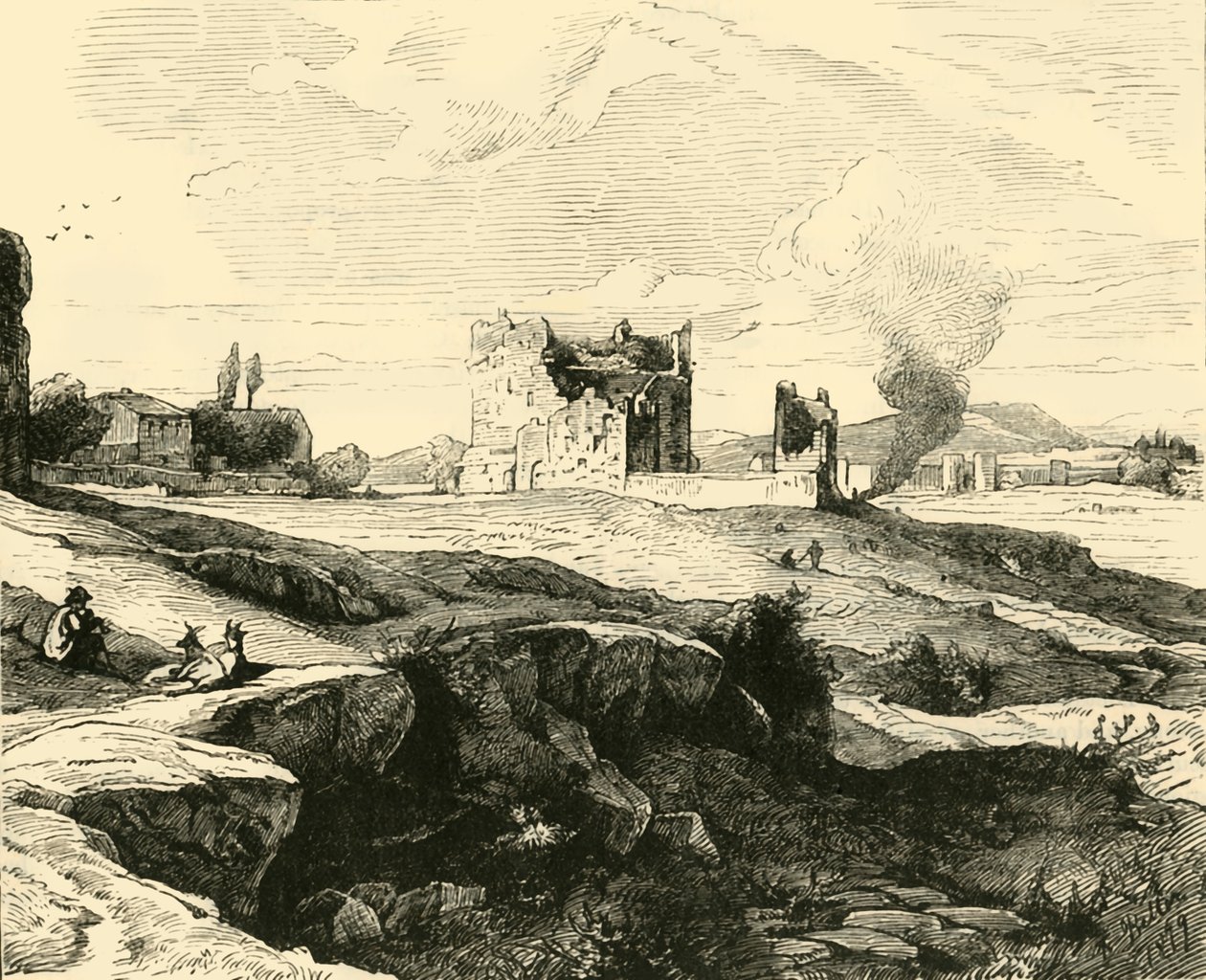 Näkymä Campagnalle Via Appia -kadulta, 1890. tekijältä Unbekannt