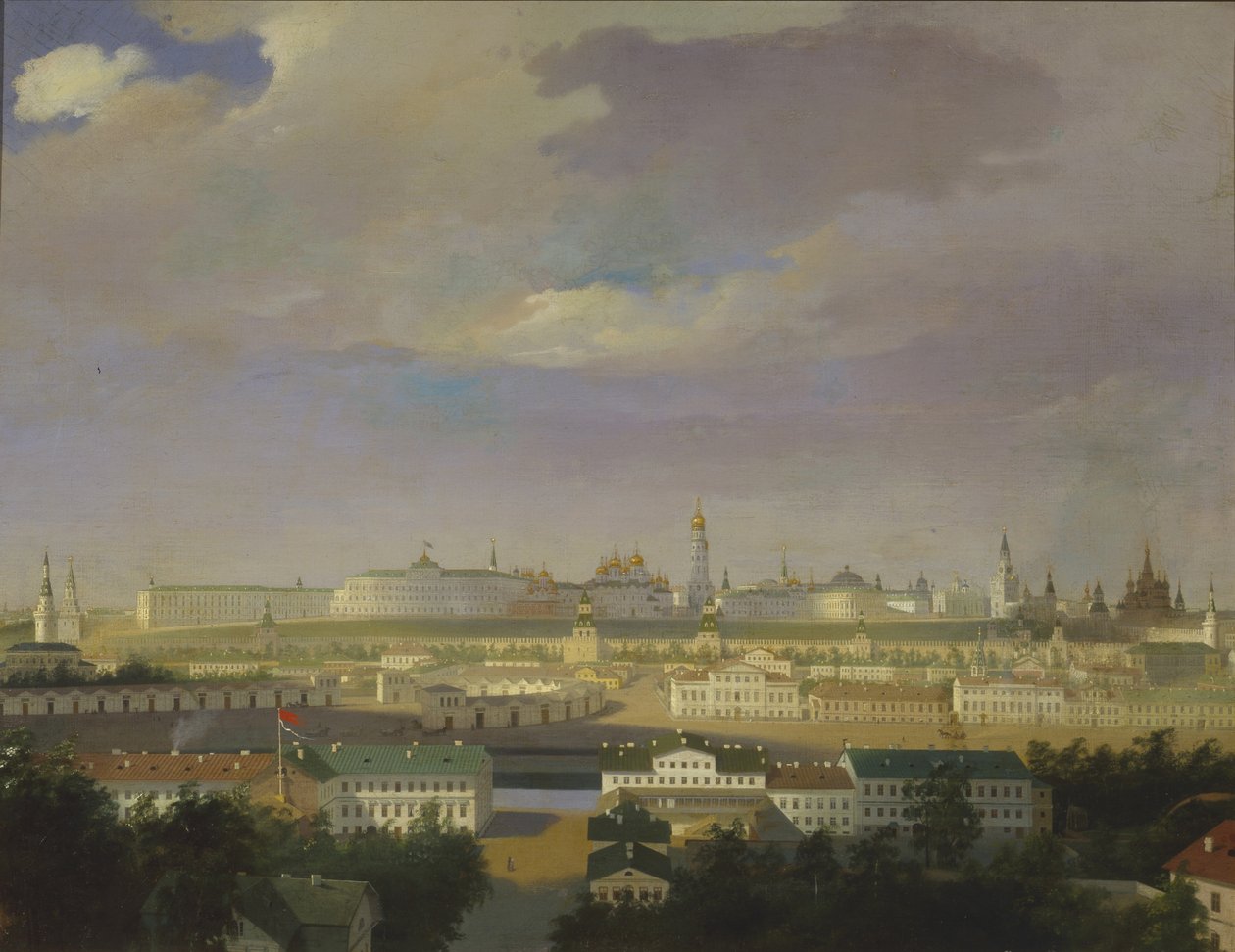 Näkymä Moskovan Kremliin Bolotnaya Marsh -aukiolta, 1800-luvun puoliväli. tekijältä Unbekannt