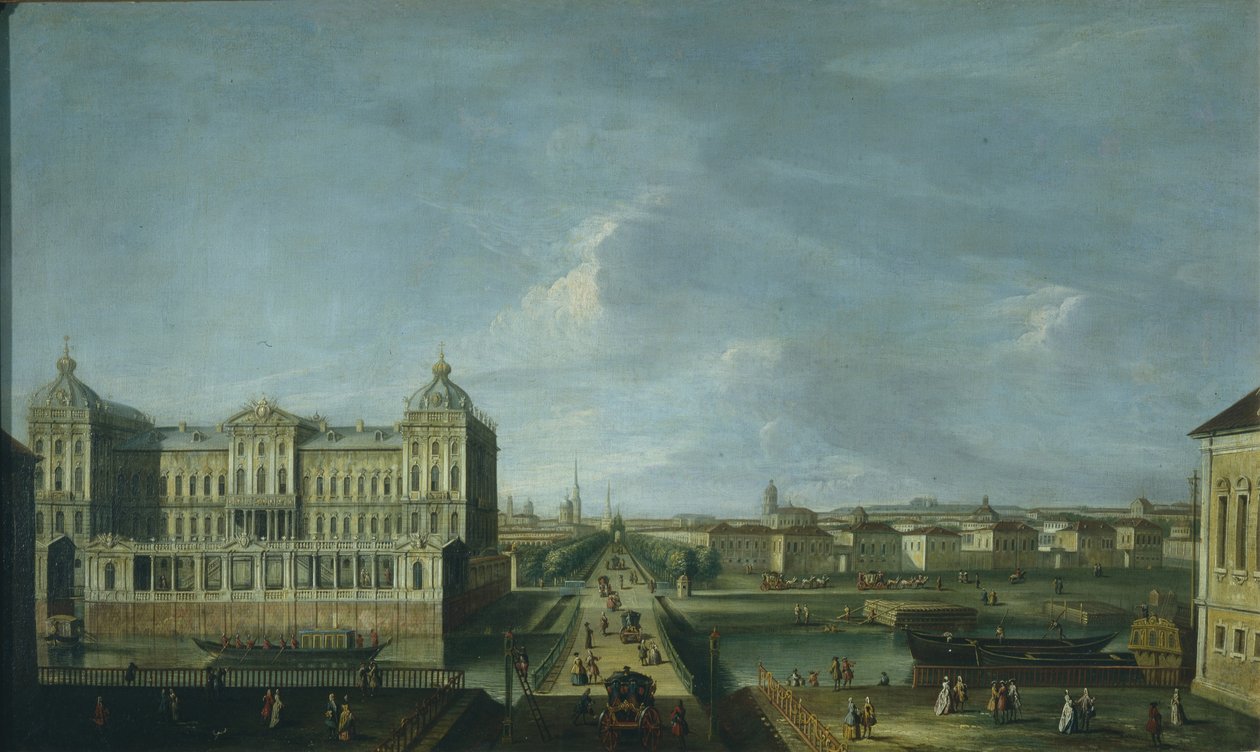 Näkymä Nevski Prospektille ja Anichkovin palatsille, 1700-luvun toinen puoli. tekijältä Unbekannt