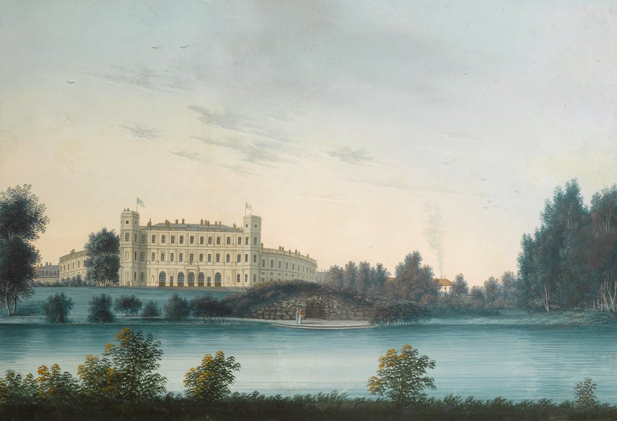 Näkymä Gatchinan palatsille, 1800-luvun alku tekijältä Unbekannt