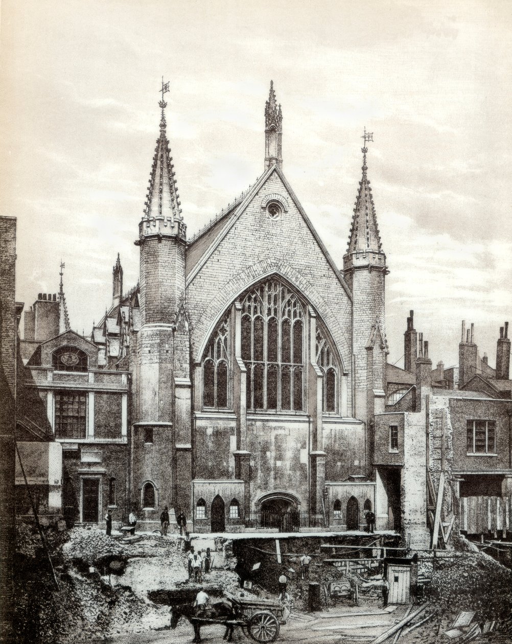 Näkymä Guildhallin itäpäästä ja vanhasta kirjastosta, City of London, 1886 tekijältä Unbekannt