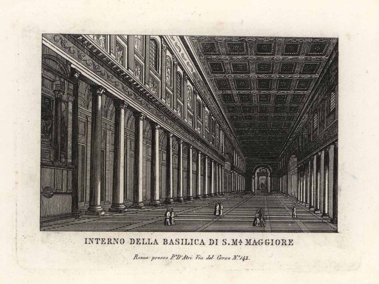 Näkymä Basilica di Santa Maria Maggioren sisätiloihin, Pyhän Maria Majorin kirkko, Rooma tekijältä Unbekannt