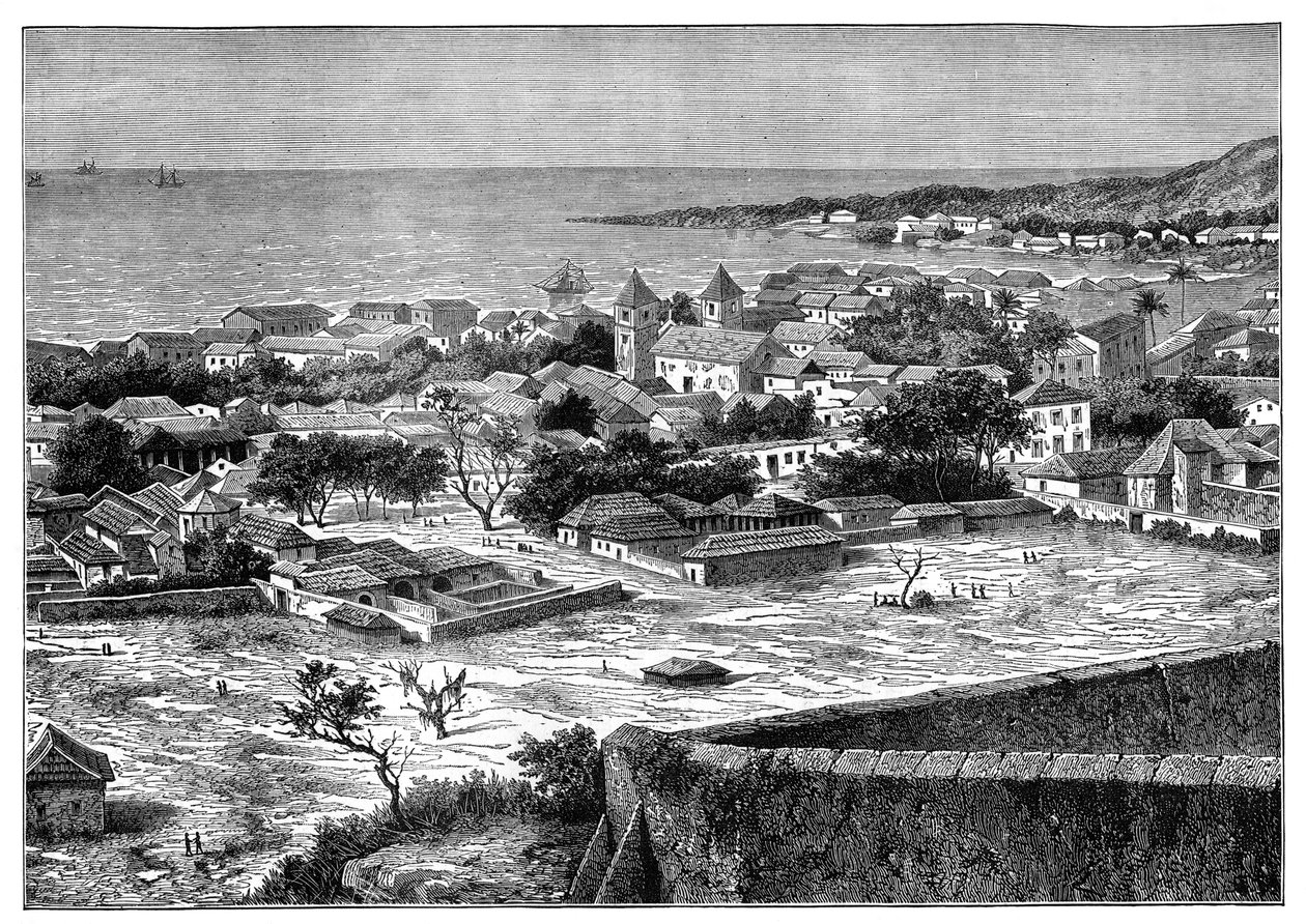 Näkymä reidelle ja San Paolo de Loandan kaupunkiin, Angola, Länsi-Afrikka, c1890 tekijältä Unbekannt