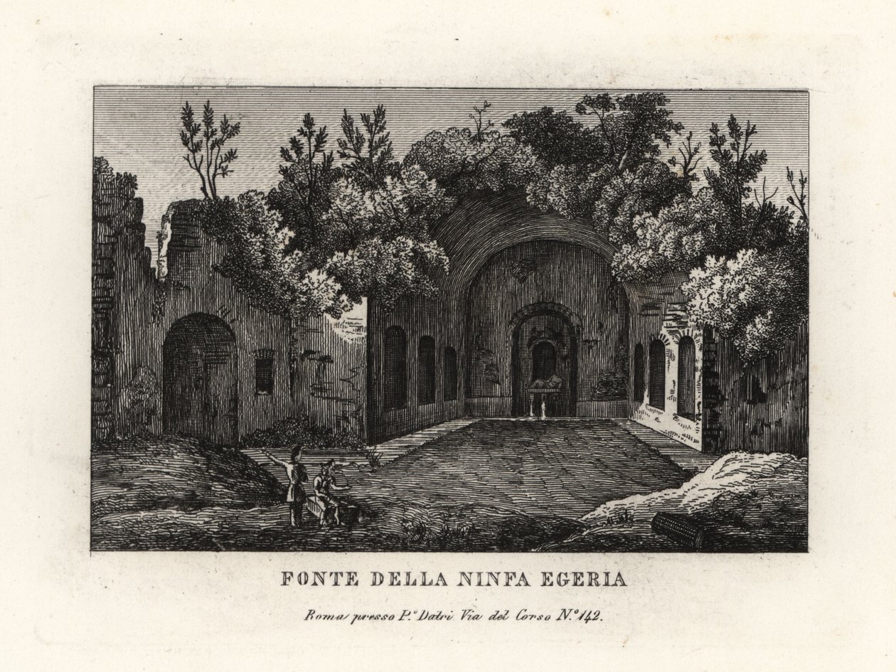 Näkymä nymfin keväästä Egeria, Egeria nympheum, Ninfeo d