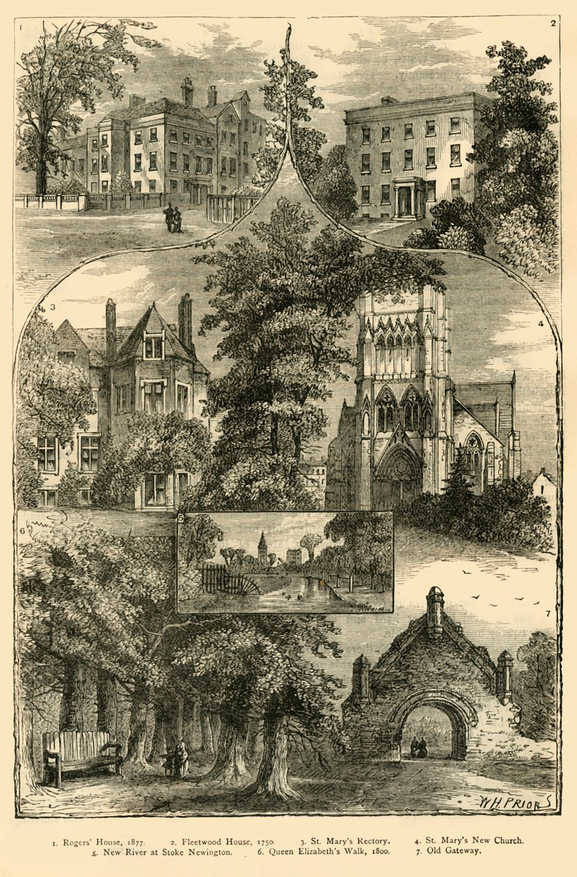 Näkymät Stoke Newingtonissa, vuonna 1876. tekijältä Unbekannt