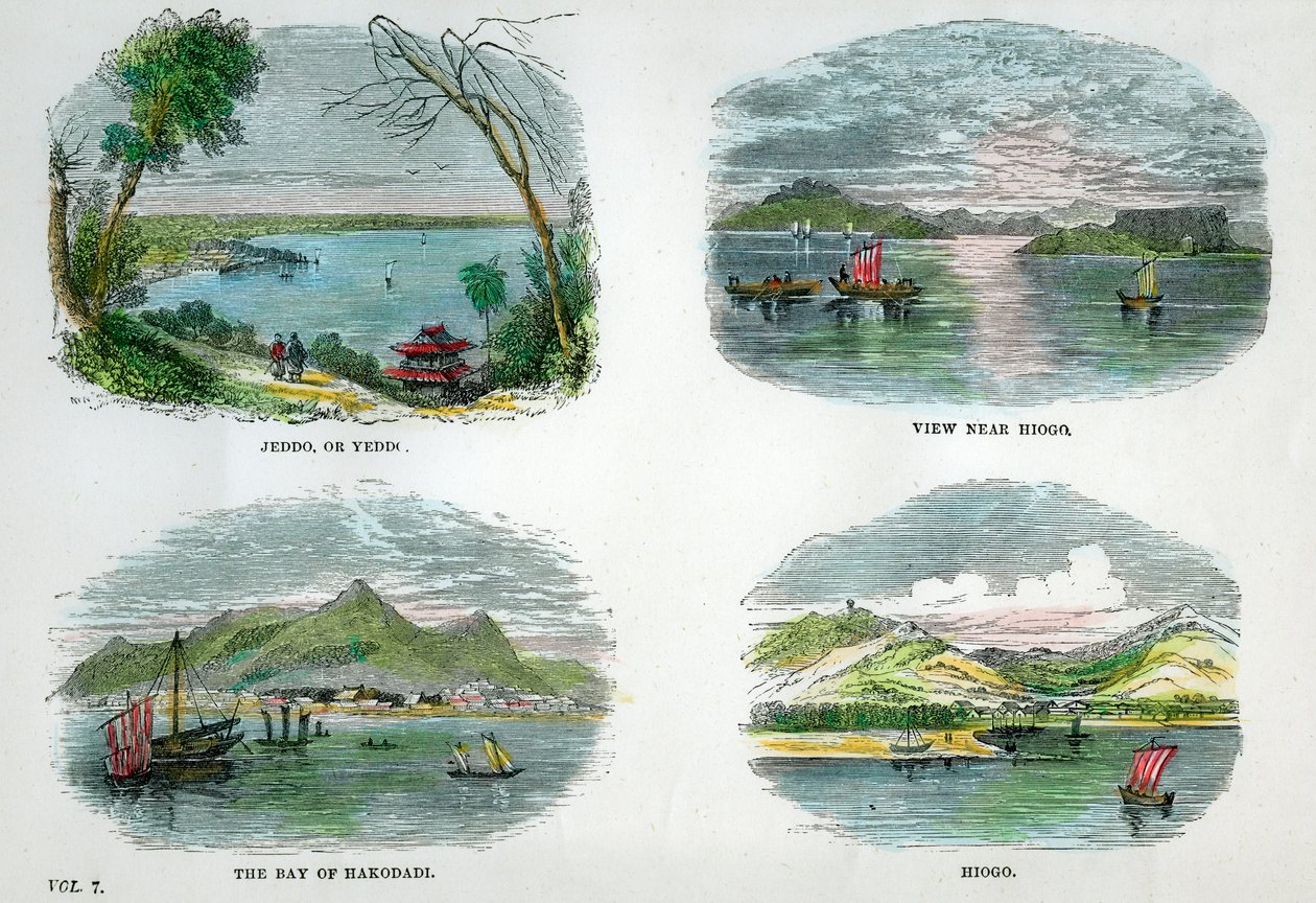 Näkymiä Japanin tärkeimmistä kaupungeista ja satamista, vuodelta 1880 tekijältä Unbekannt