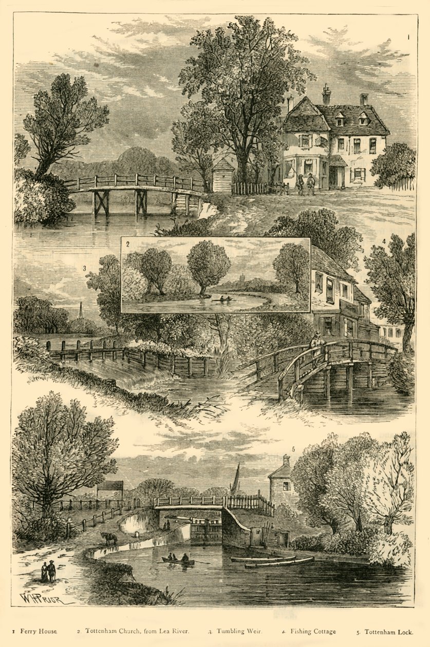 Näkymät Lea-joelle, 1876. tekijältä Unbekannt