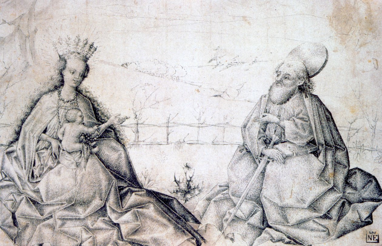 Neitsyt ja lapsi Pyhän Paavalin kanssa, c1450 tekijältä Unbekannt
