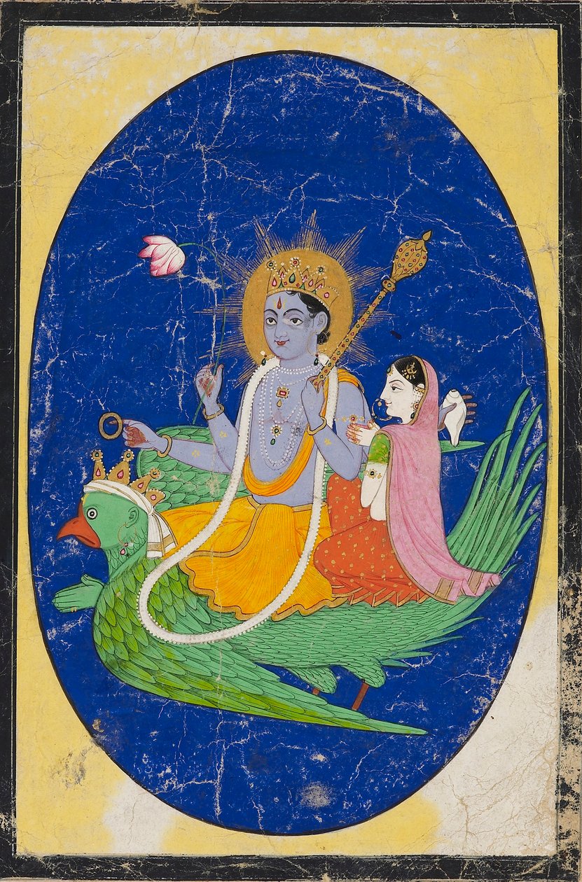 Vishnu ja puoliso Garudalla, 1800-luku tekijältä Unbekannt