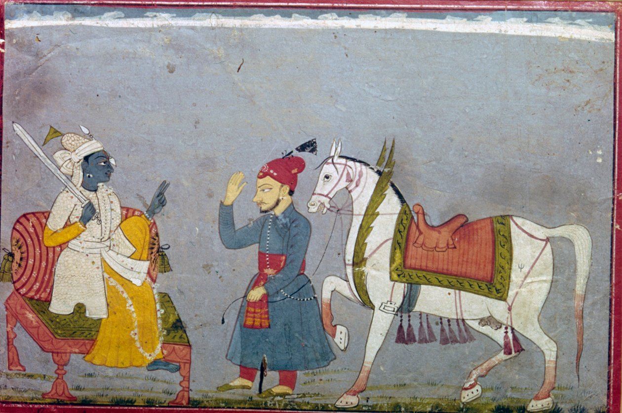 Vishnu 10. inkarnaatiossaan valkoisena hetkenä Kalkina, 1710-1720 tekijältä Unbekannt
