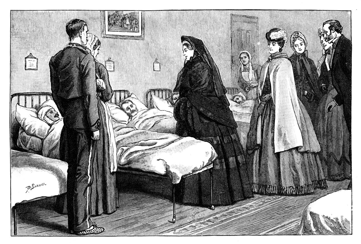 Kuningatar Victorian vierailu Netley Hospitalissa, Hampshire, 1860-luku tekijältä Unbekannt