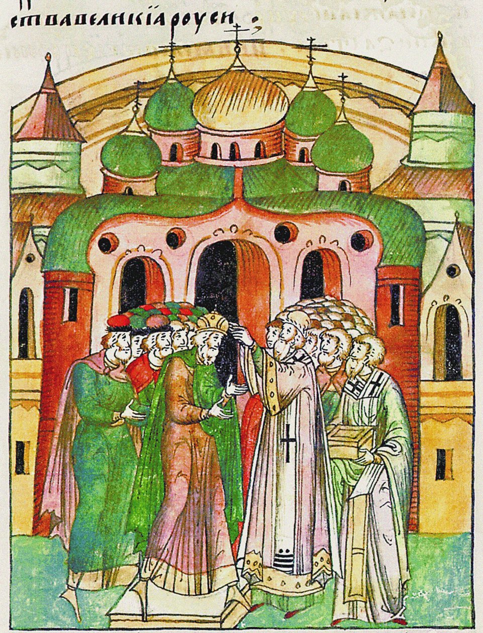 Vladimir Vsevolodovich, jonka piispa Neophytos kruunasi Monomakhs Capilla. Illuminated-kokoelmasta tekijältä Unbekannt