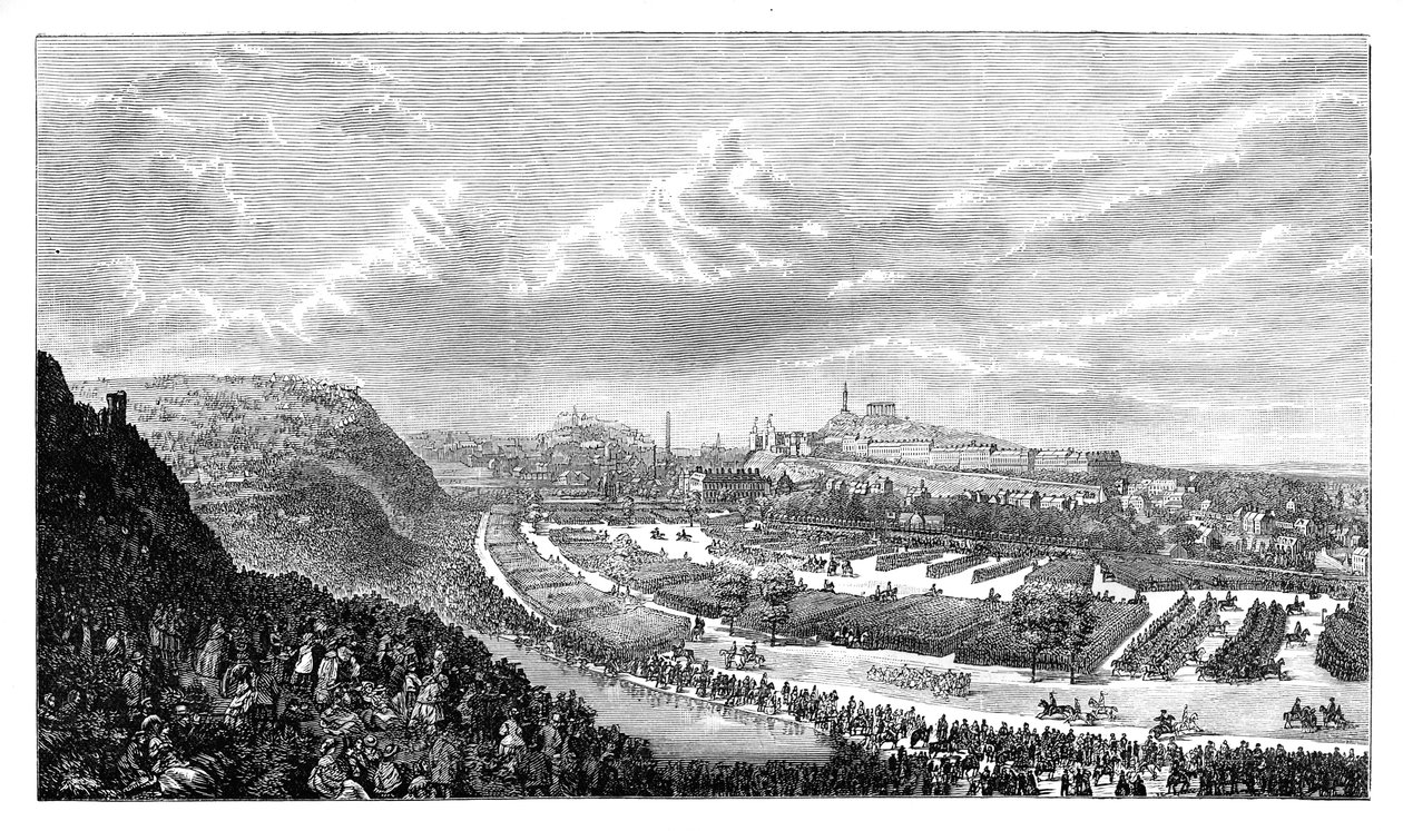 Vapaaehtoinen arvostelu Queens Parkissa, Edinburghissa, Skotlannissa, 1860 tekijältä Unbekannt