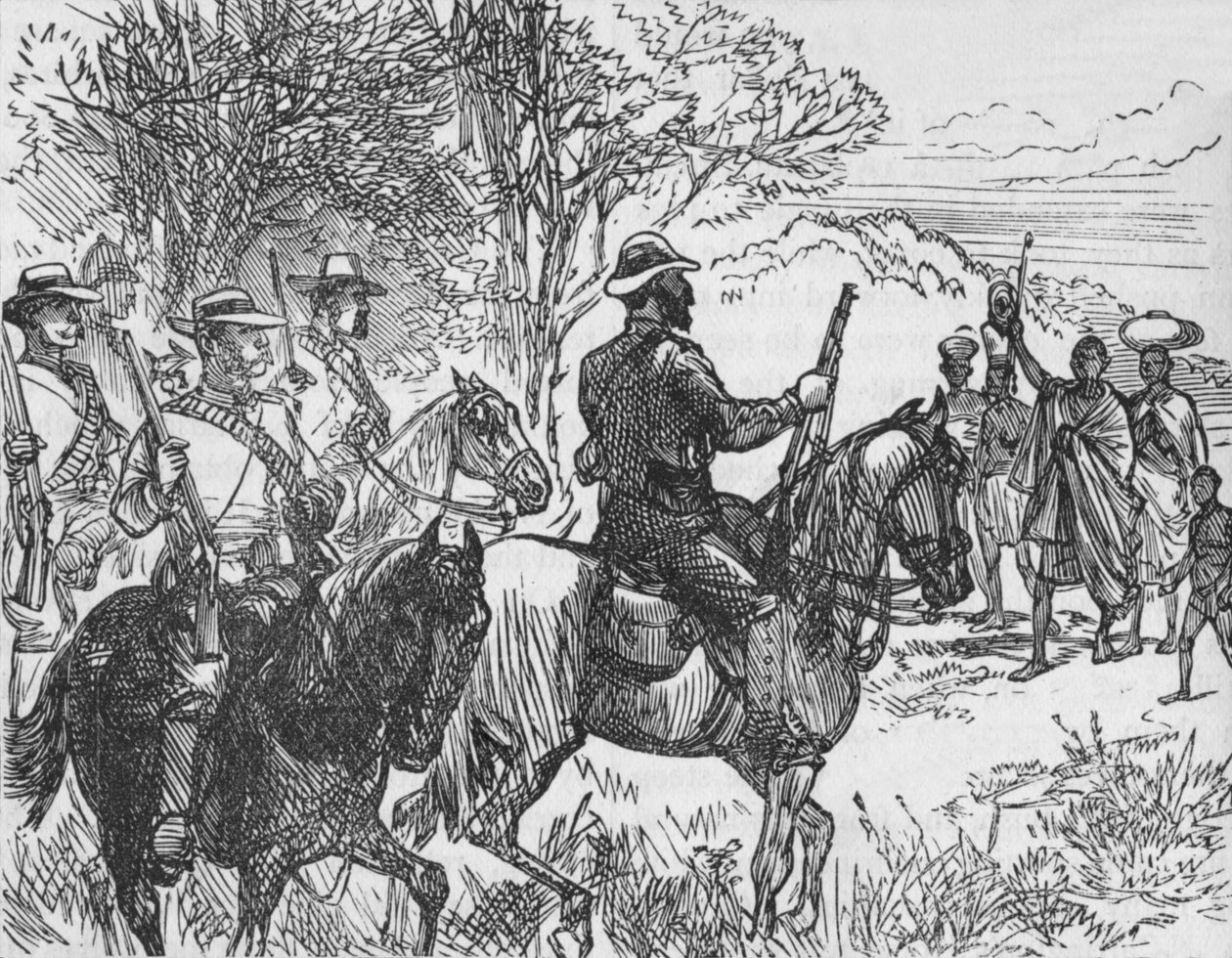 Vapaaehtoiset tapaavat uskollisen kaffirin ja hänen perheensä, n. 1880 tekijältä Unbekannt