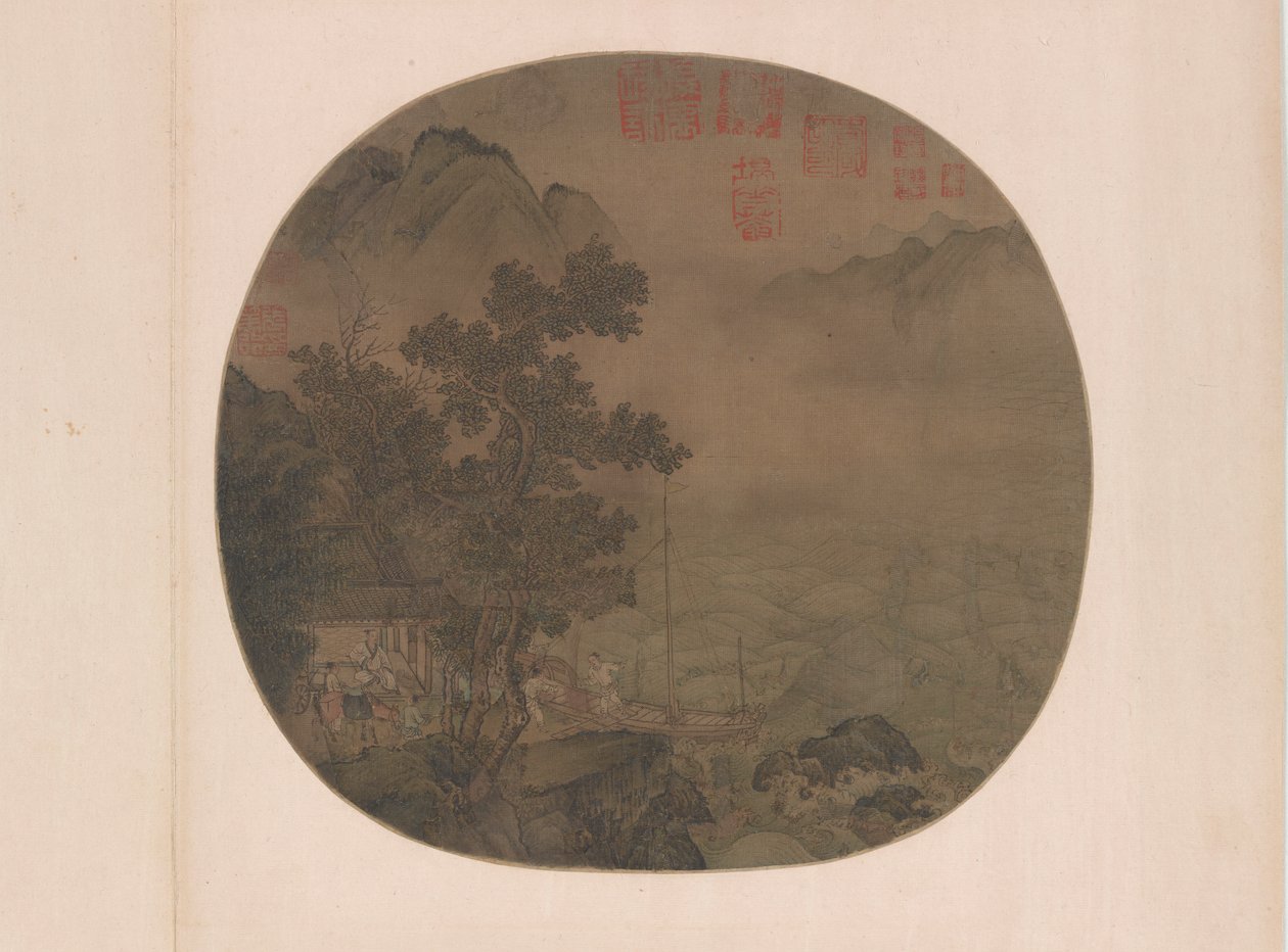 Paviljonki odottaa venettä, Ming-dynastia, 1400-1500-luku. tekijältä Unbekannt