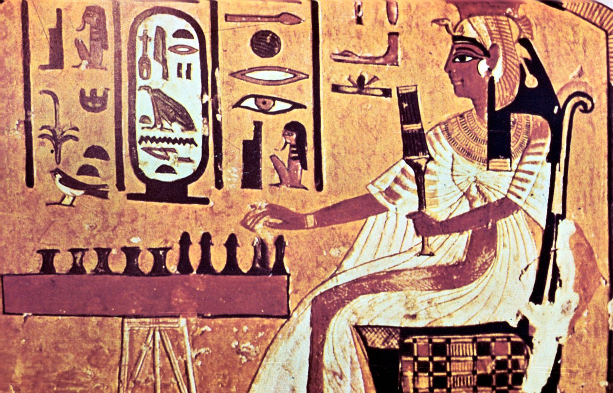 Seinämaalaus Nefertarin haudasta, Thebes, Muinainen Egypti, 19. dynastia, 1200-luku eKr. tekijältä Unbekannt