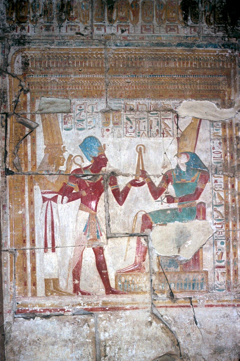 Sethos I:n tapetti ennen Horusta, Sethos I:n temppeli, Abydos, Egypti, 19. dynastia, n. 1280 eaa. tekijältä Unbekannt