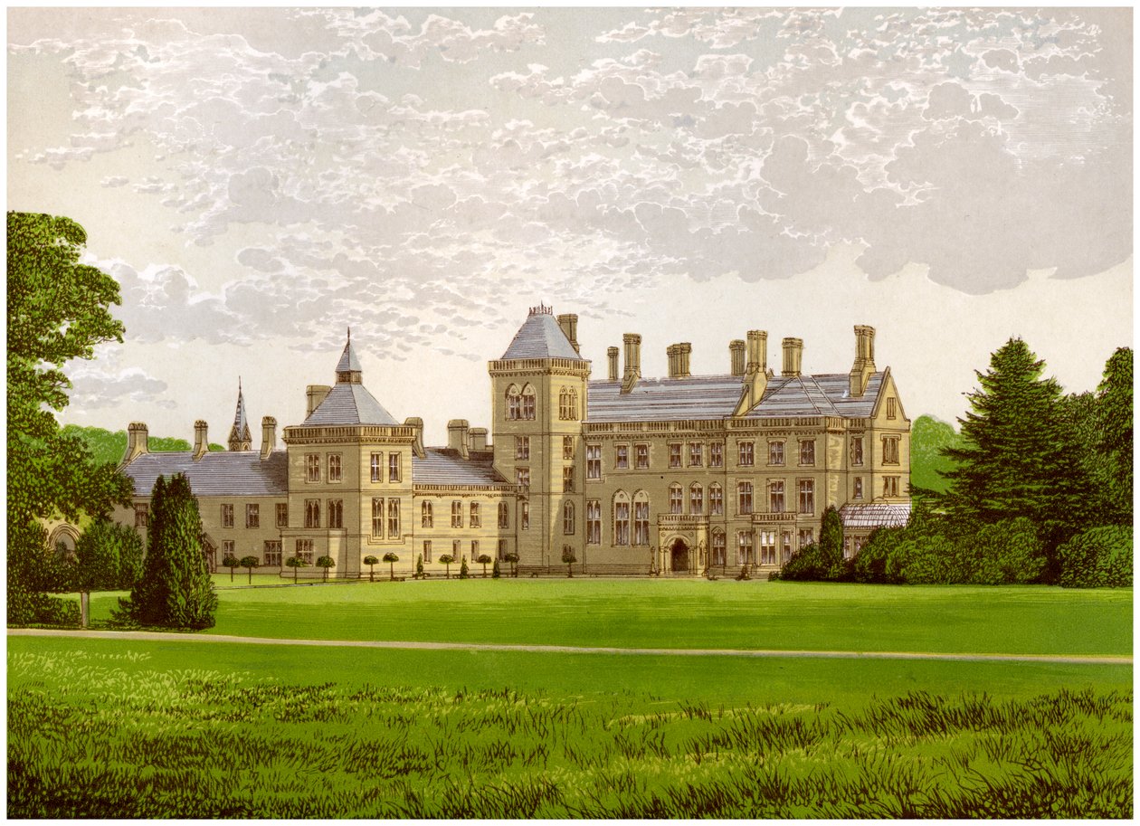 Walton Hall, Warwickshire, Baronet Mordauntin koti, vuodelta 1880 tekijältä Unbekannt