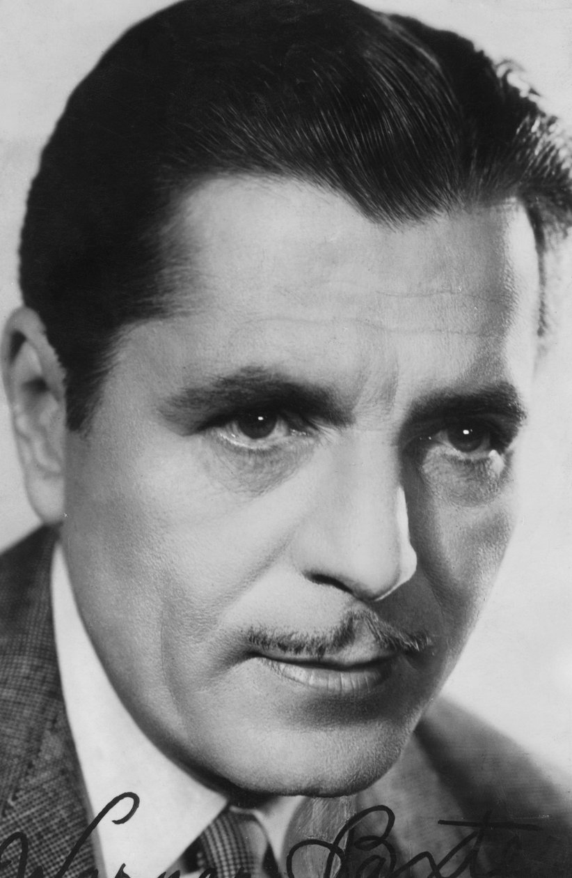 Warner Baxter, 1889-1951, yhdysvaltalainen näyttelijä, 1930-1940-luku. Signeerattu valokuva tekijältä Unbekannt