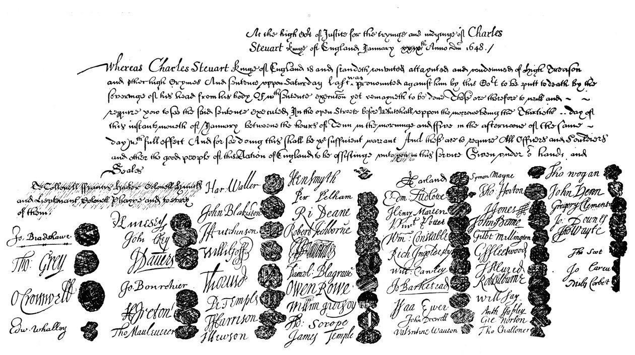Kuningas Kaarlen teloitusmääräys, 1648, 1909 tekijältä Unbekannt