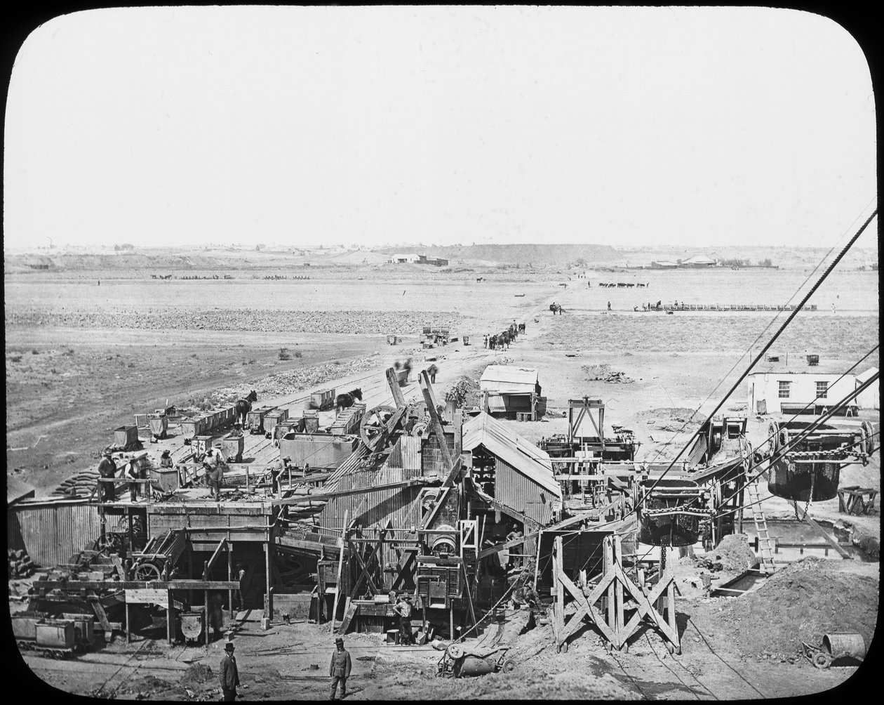 Pesuvälineet ja lattiat kaivoksessa, Etelä-Afrikka, c1890 tekijältä Unbekannt