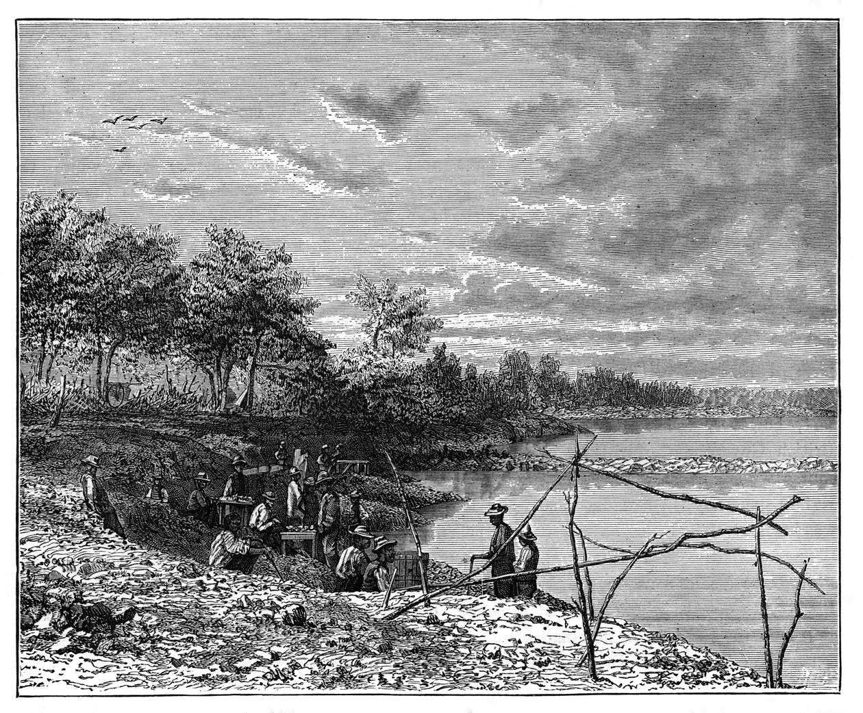 Pesuhiekka timanteille Vaaljoen rannalla, Etelä-Afrikka, c1890 tekijältä Unbekannt