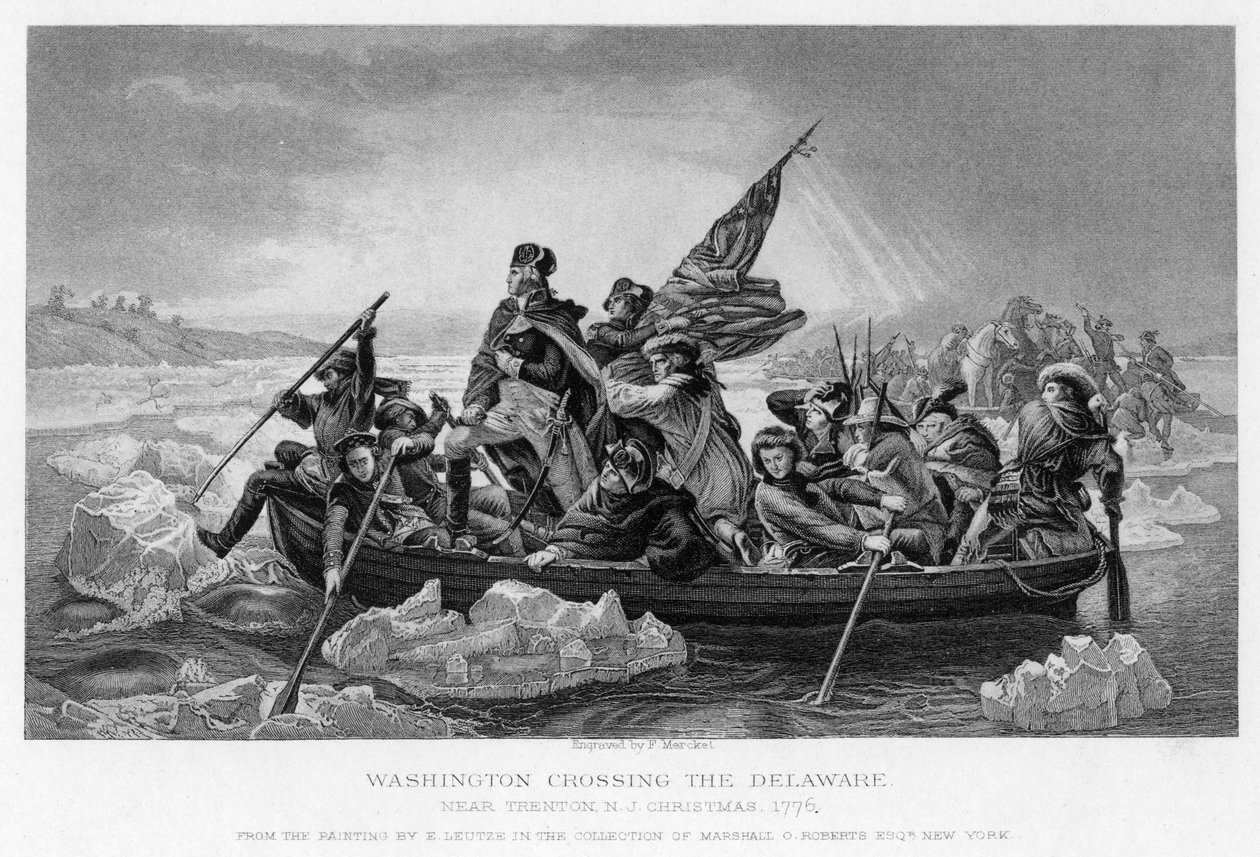 Washington ylittää Delawaren, 1776 tekijältä Unbekannt