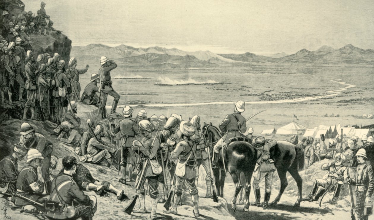 Katselemassa Afganistanin joukkojen matkaa Bab Wali -vuorelta, 1. syyskuuta 1880, 1901. tekijältä Unbekannt