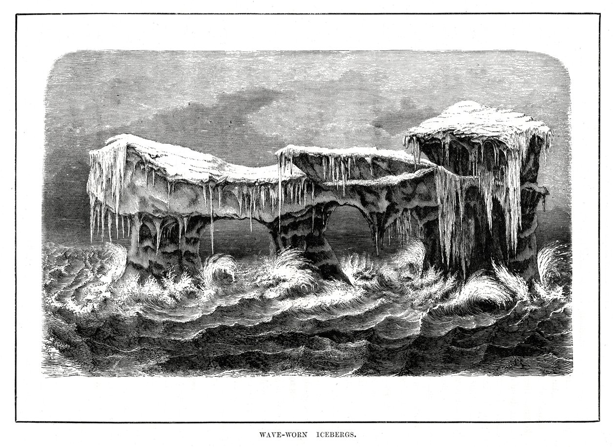 Aaltojen kuluttamat jäävuoret, 1877 tekijältä Unbekannt