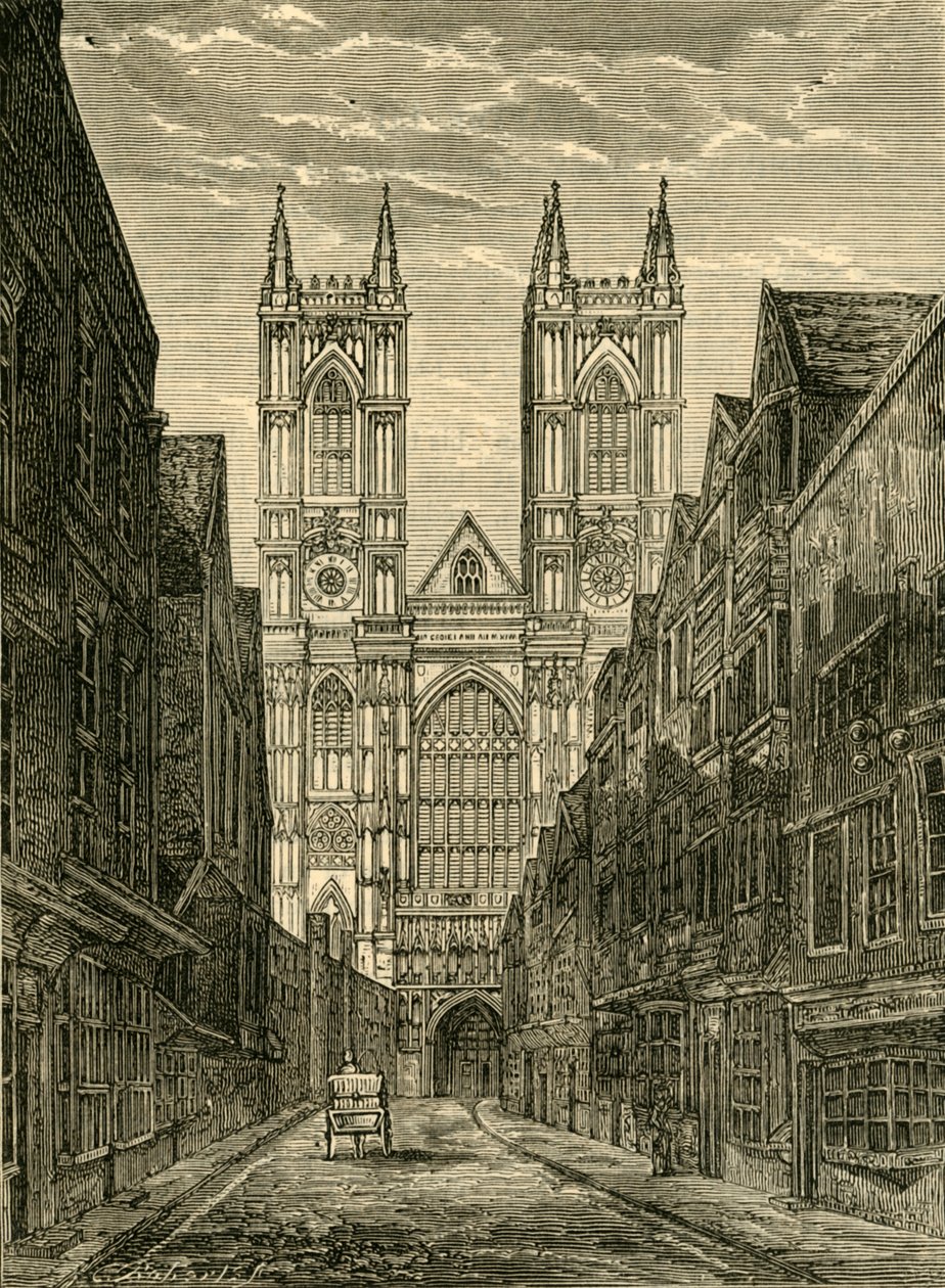 Westminster Abbeyn länsirintama, Tothill Streetiltä, 1881. tekijältä Unbekannt