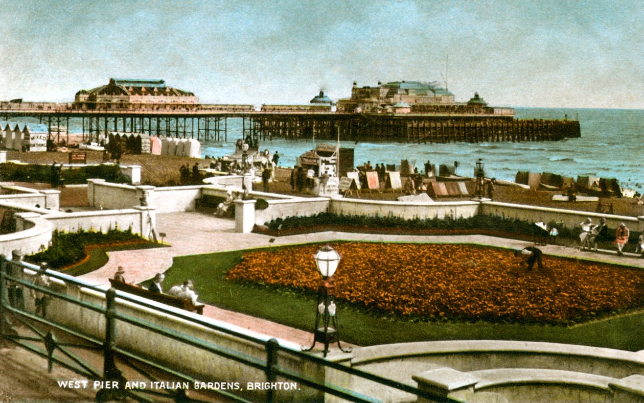 West Pier and Italian Gardens, Brighton, Sussex, 1928 tekijältä Unbekannt