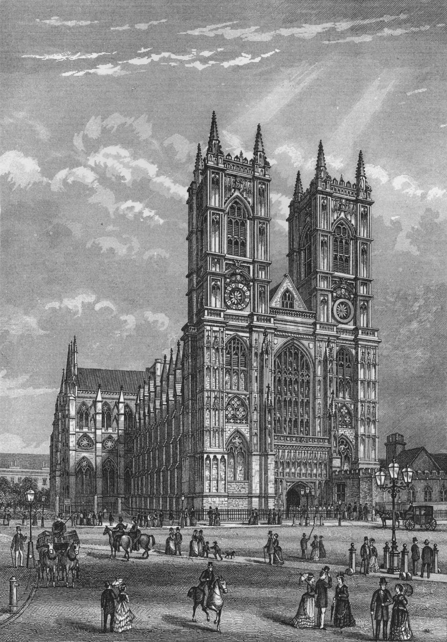 Westminster Abbeyn länsirintama, Lontoo, n. 1860 1878 tekijältä Unbekannt