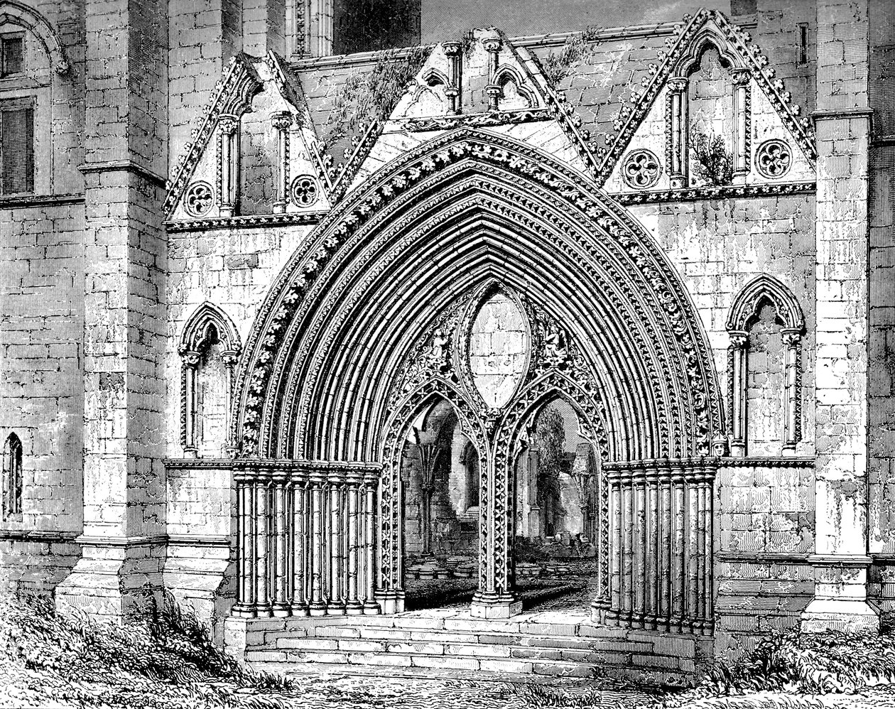Elginin katedraalin läntinen portti, Elgin, Moray, Skotlanti, 1908-1909 tekijältä Unbekannt