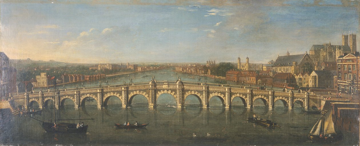 "Westminsterin silta joesta katsoen etelään", c1750 tekijältä Unbekannt