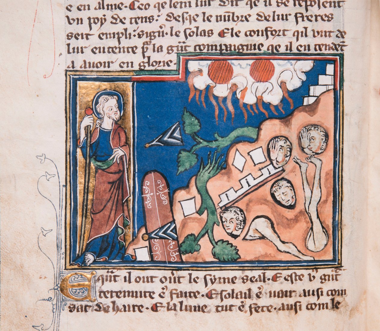 Kun Hän nousee saamaan maan vapisemaan... Pienoiskuva: Apocalypse de saint Jean, n. 1320. tekijältä Unbekannt