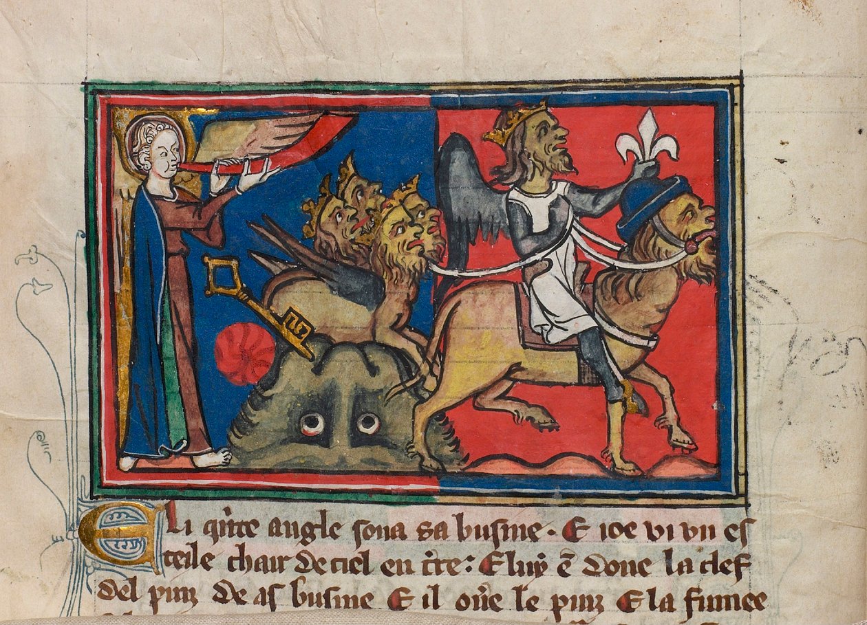 Kun viides enkeli puhalsi trumpettiinsa... Miniatyyri: Apocalypse de saint Jean, noin 1320. tekijältä Unbekannt