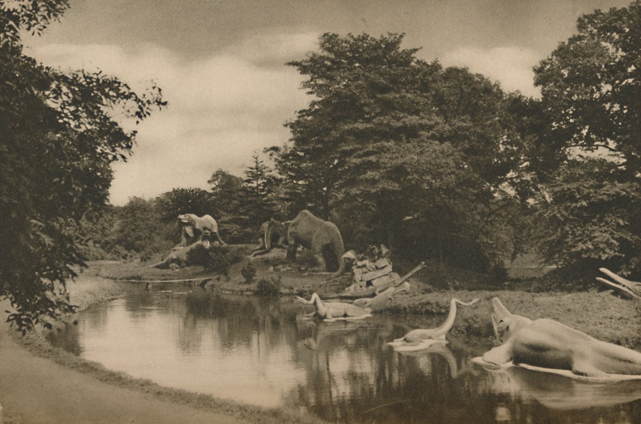Missä esihistorian pedot väijyvät järven rannalla Palace Groundissa, n. 1935. tekijältä Unbekannt