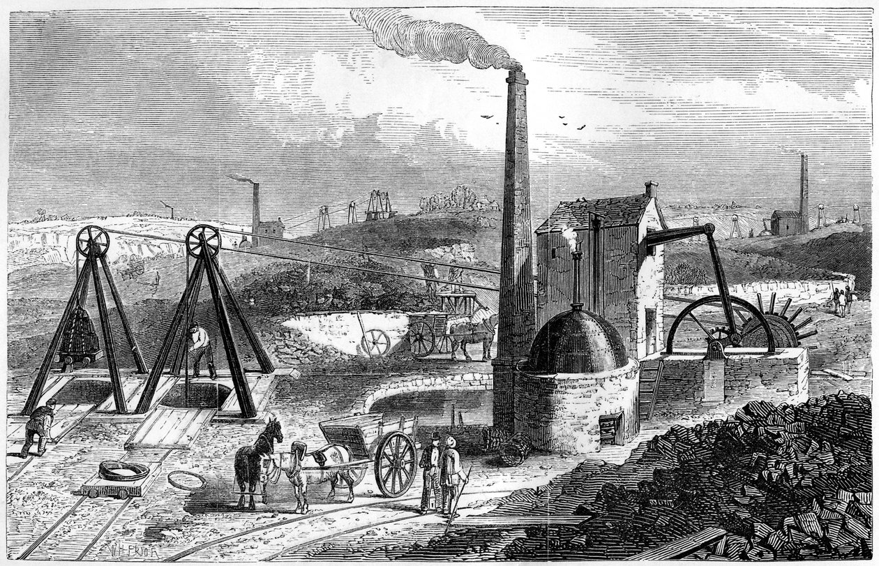 Whimsey tai moottori, joka vetää hiiltä Staffordshiren kaivoissa, 1886 tekijältä Unbekannt