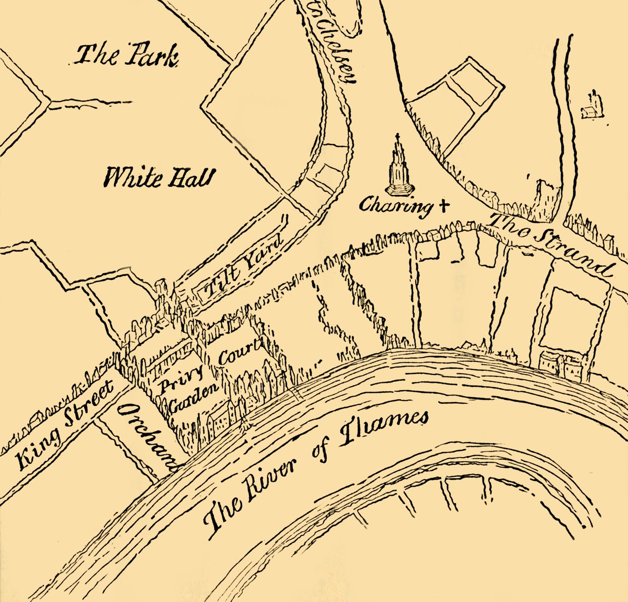 Whitehall Henrik VIII:n hallituskaudella, 1881. tekijältä Unbekannt