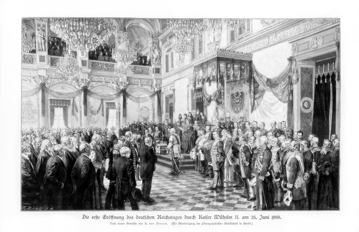 Wilhelm II ja ministerit Reichstagin avajaisissa 25. kesäkuuta 1888 1900 tekijältä Unbekannt