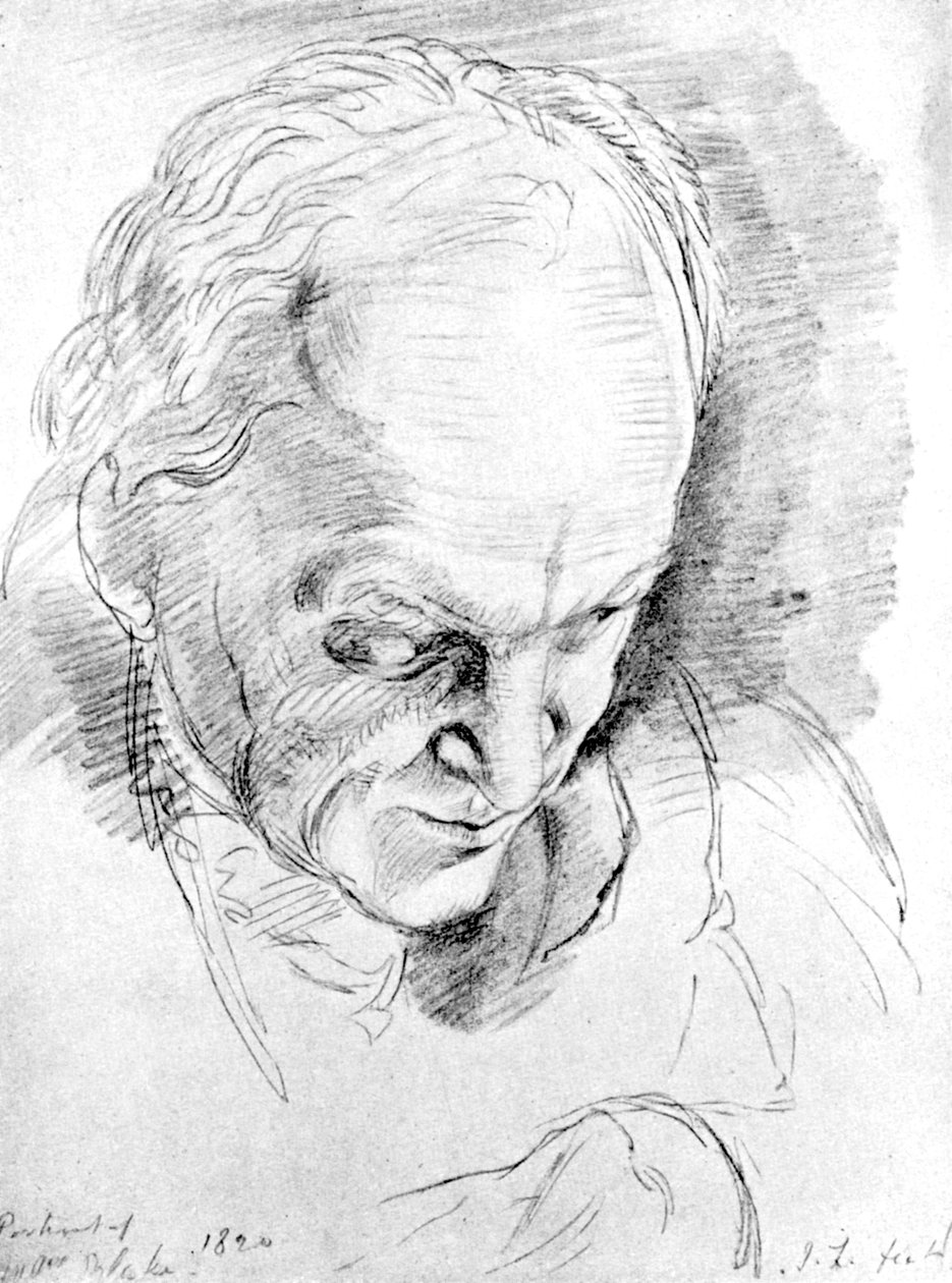 William Blake 1757-1827, englantilainen mystikko, runoilija, taidemaalari ja kaivertaja, 1820 tekijältä Unbekannt