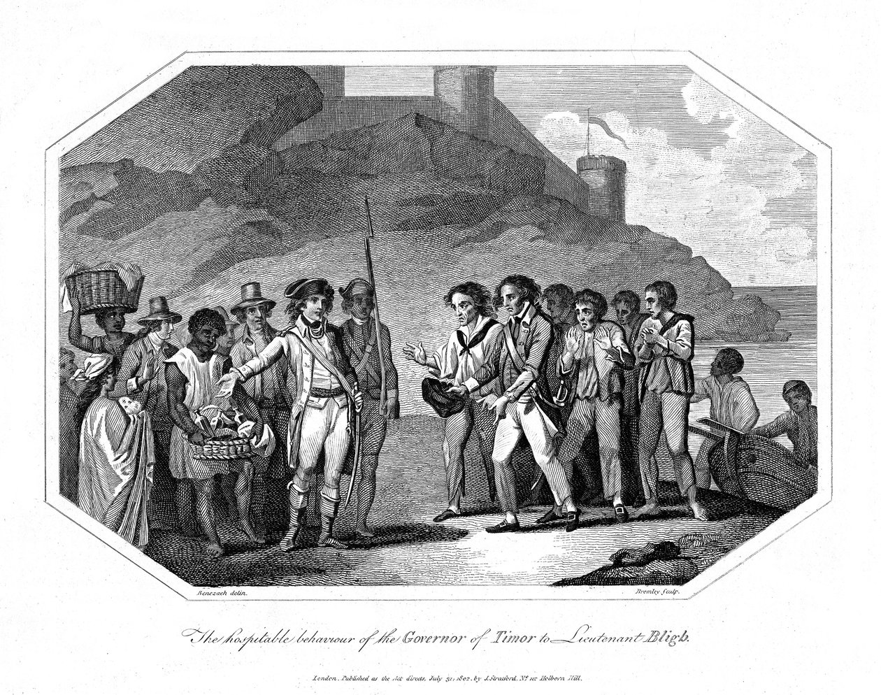 William Bligh, brittiläinen merivoimien upseeri, jonka Timorin kuvernööri vastaanotti 14. kesäkuuta 1789 1802 tekijältä Unbekannt
