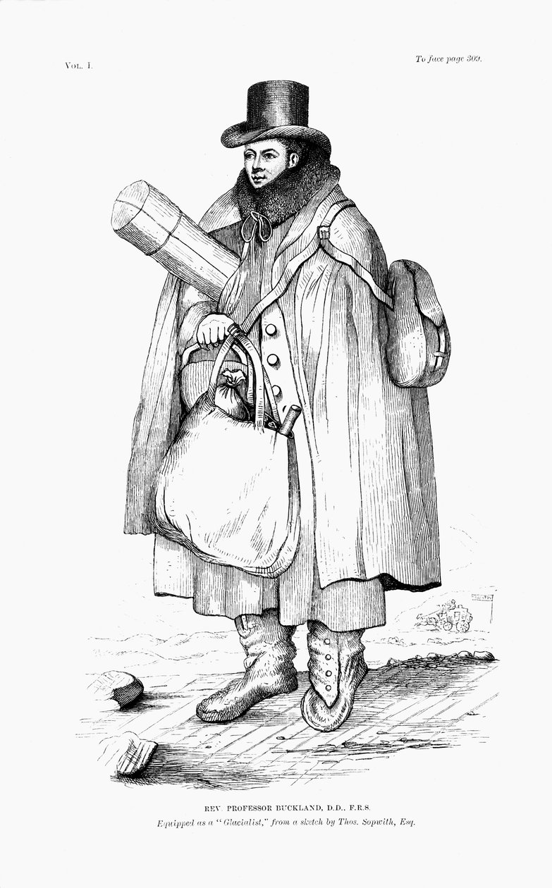 William Buckland, geologi, paleontologi ja pappi, joka on varustettu tutkimaan jäätikköä, 1875 tekijältä Unbekannt