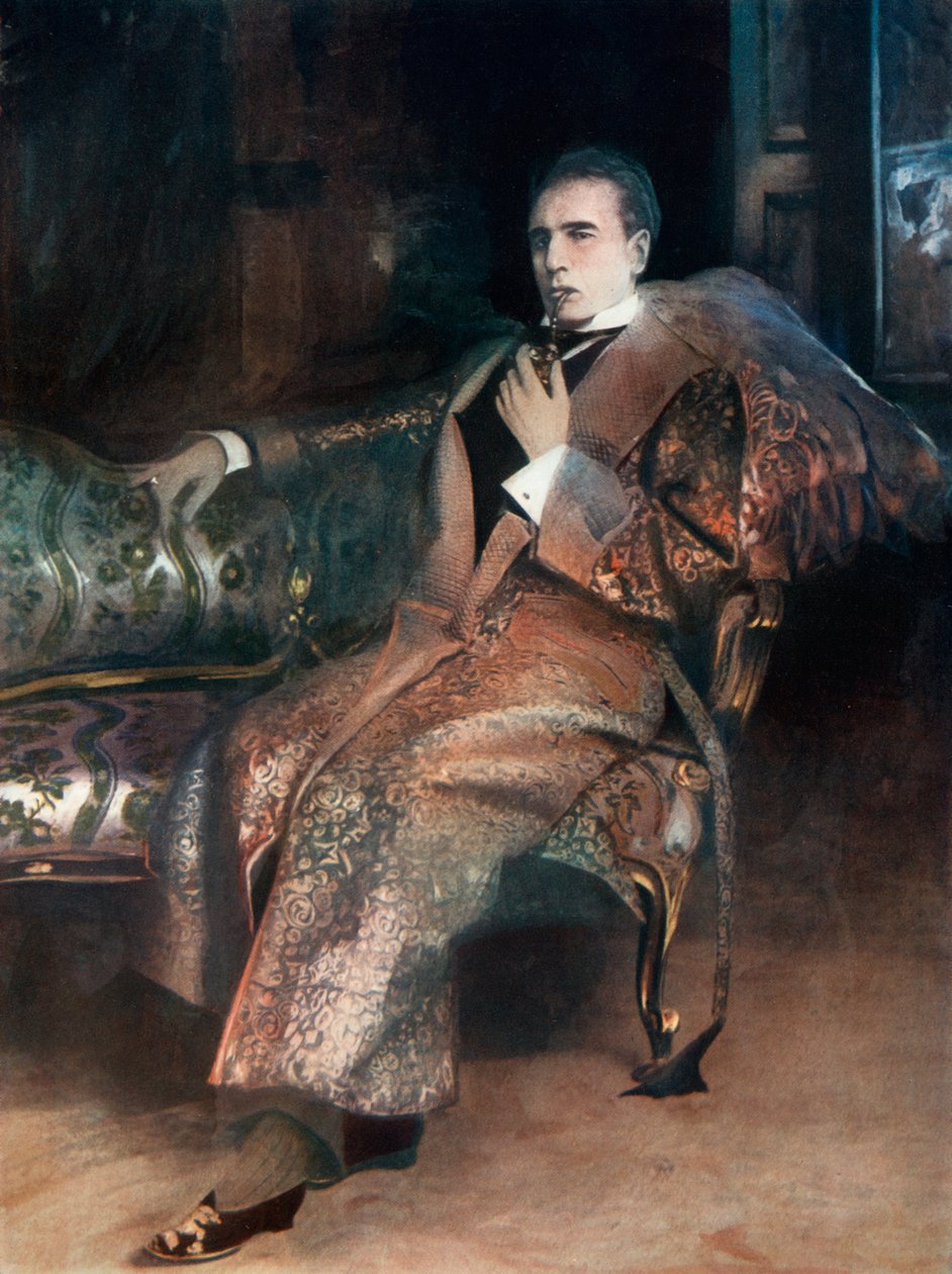 William Gillette elokuvassa Sherlock Holmes, vuodelta 1902 tekijältä Unbekannt