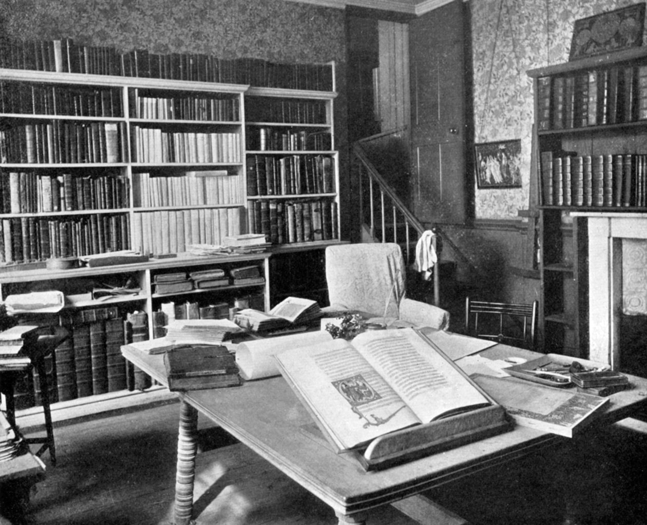 William Morrissin tutkimus, Kelmscott Manor, Kelmscott, Oxfordshire, 1901 tekijältä Unbekannt