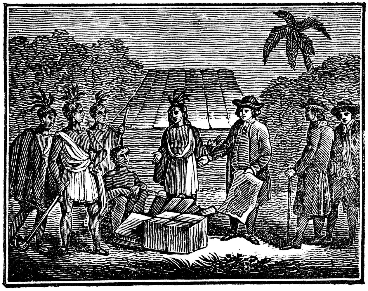 William Penn intiaanien kanssa, englantilainen kveekarikolonisti, 1830 tekijältä Unbekannt