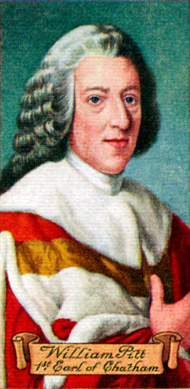 William Pitt, Chathamin ensimmäinen jaarli, otettu savukekorttisarjasta, 1935 tekijältä Unbekannt