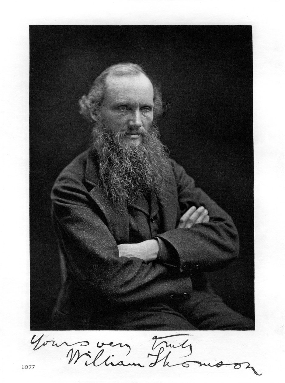 William Thomson, Lord Kelvin, irlantilais-skotlantilainen matemaatikko, fyysikko ja insinööri, 1877 tekijältä Unbekannt