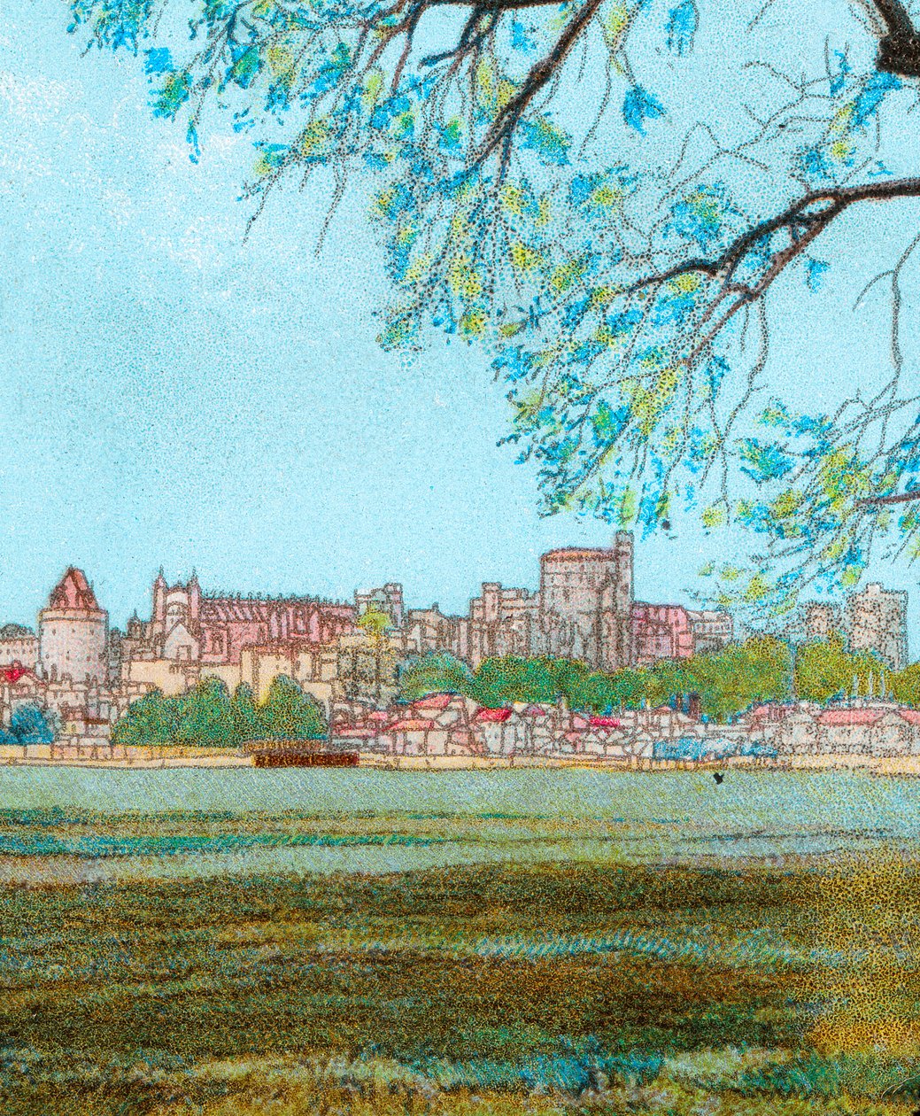 Windsorin linna Thamesista, vuodelta 1902 tekijältä Unbekannt