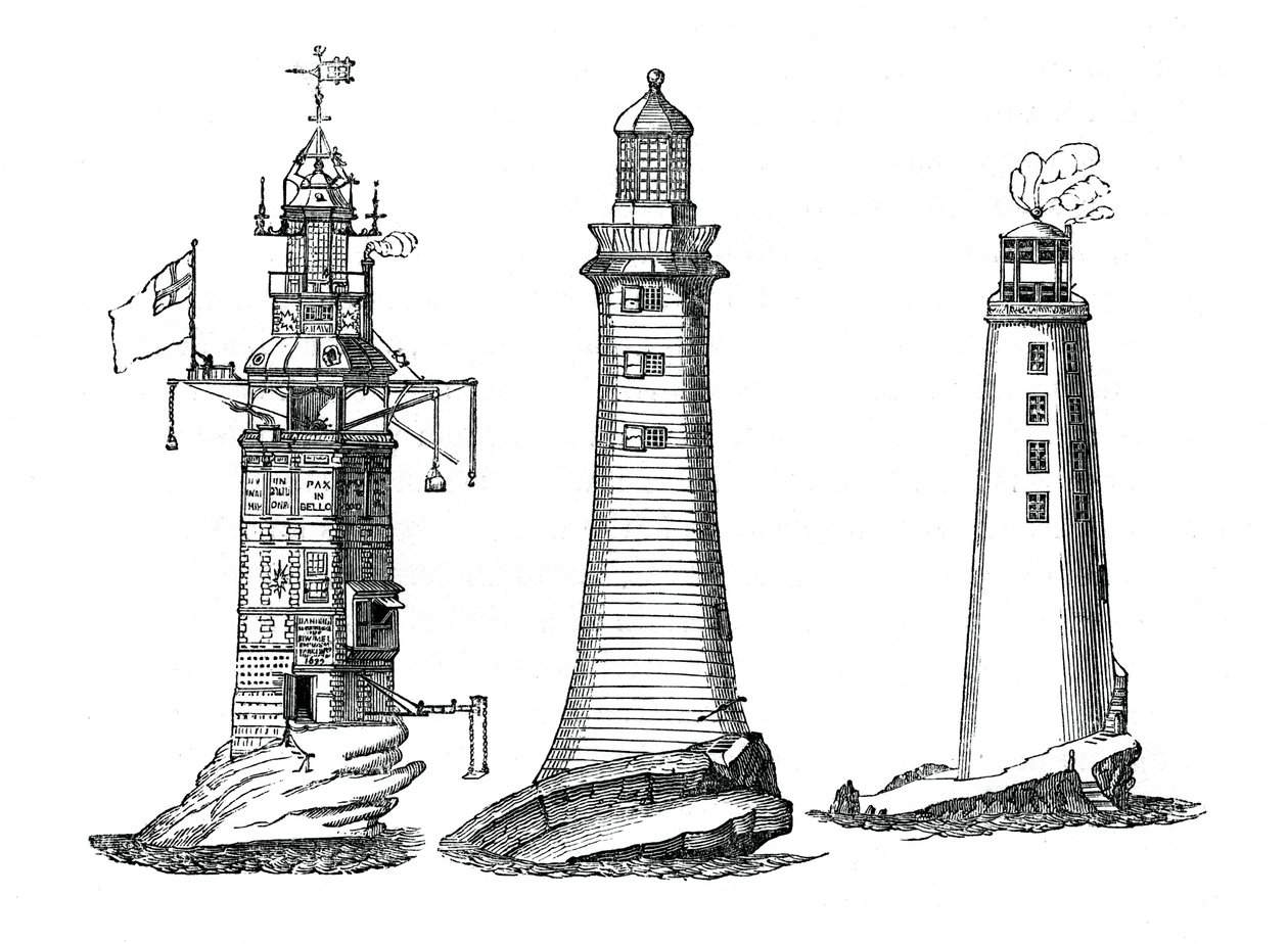 Winstanley, Smeaton ja Rudyerd majakat, 1833 tekijältä Unbekannt
